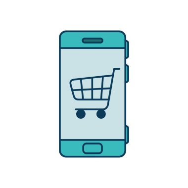 izole simgesi alışveriş sepeti ile Smartphone aygıtı