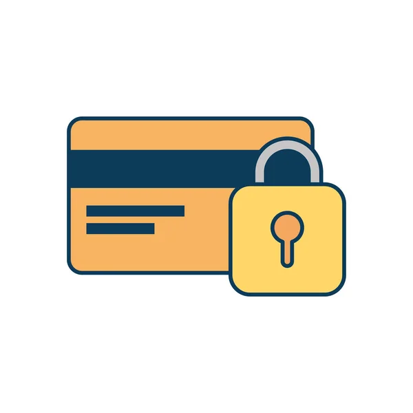 Credit card with padlock isolated icon — 스톡 벡터