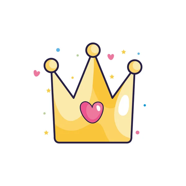 Cute crown with heart icon — Stock Vector