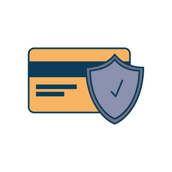Tarjeta de crédito con escudo icono aislado — Vector de stock