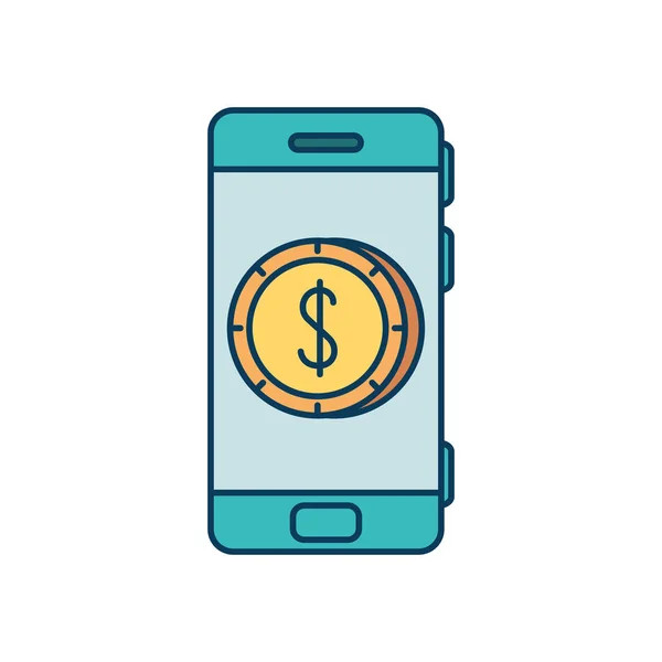 Dispositivo de smartphone com dólar de moeda na tela —  Vetores de Stock