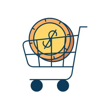 Bozuk para ikonuyla el arabası alışverişi