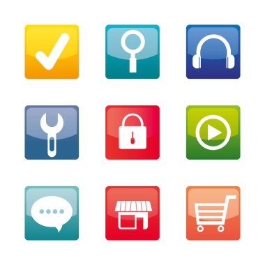 Sosyal medya pazarlama simgeleri yığını