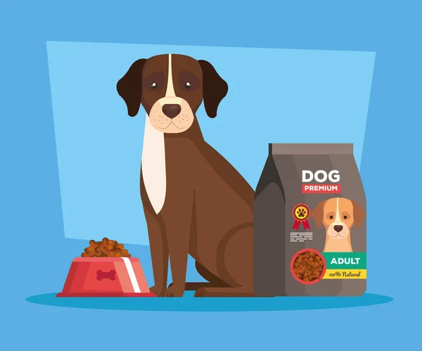 かわいい犬とバッグフード動物 — ストックベクタ