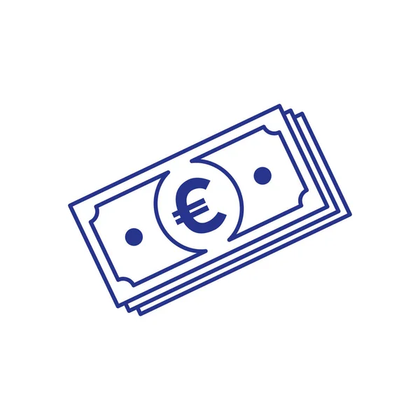 Pila de billetes euro icono aislado — Vector de stock