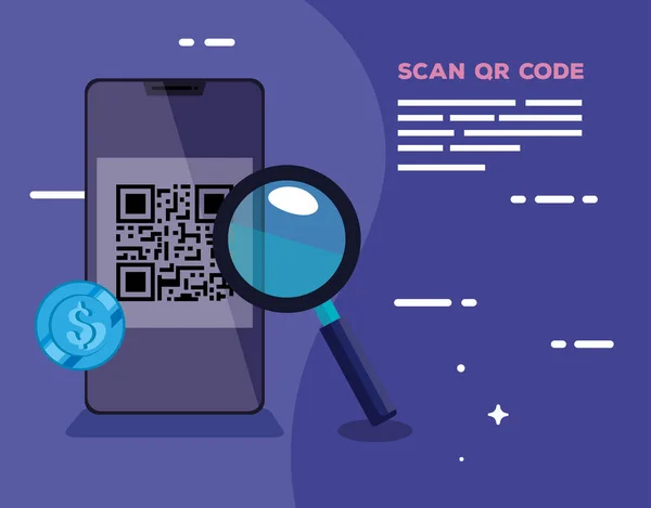 Scanner le code qr avec smartphone — Image vectorielle