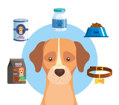 Dekor simgeleri olan sevimli bir köpek.