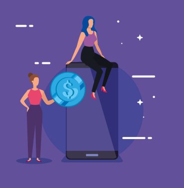 Akıllı telefonu ve parası olan iş kadınları