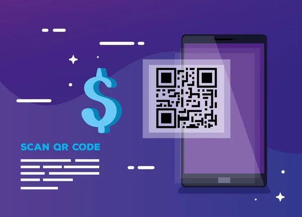 Scanner le code qr avec smartphone — Image vectorielle