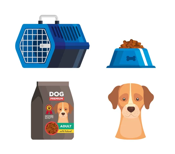 Set icons of dog animal — Stock Vector