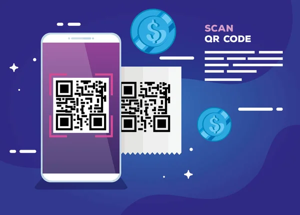 Código de varredura qr com smartphone —  Vetores de Stock