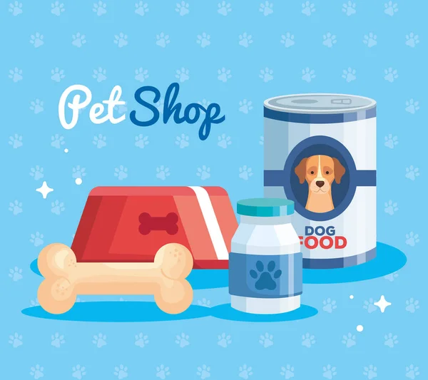 Dierenwinkel met set iconen voor honden — Stockvector