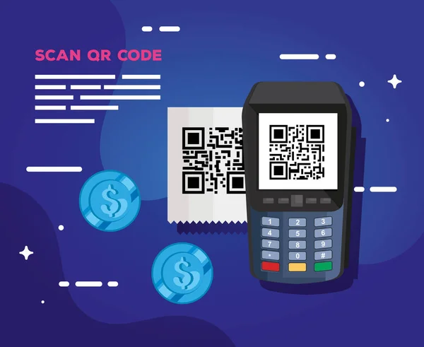 Skenovací kód qr s datafonem — Stockový vektor