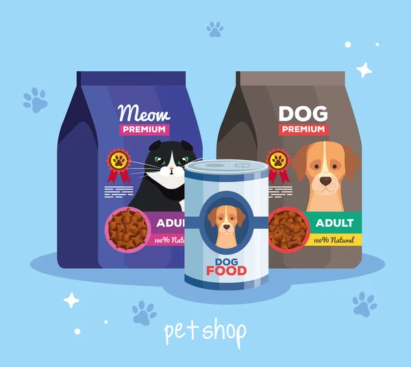 Pet shop veterinární s potravinami zvířata — Stockový vektor