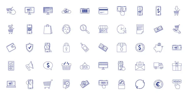 Paquete de iconos de conjunto de comercio electrónico — Vector de stock