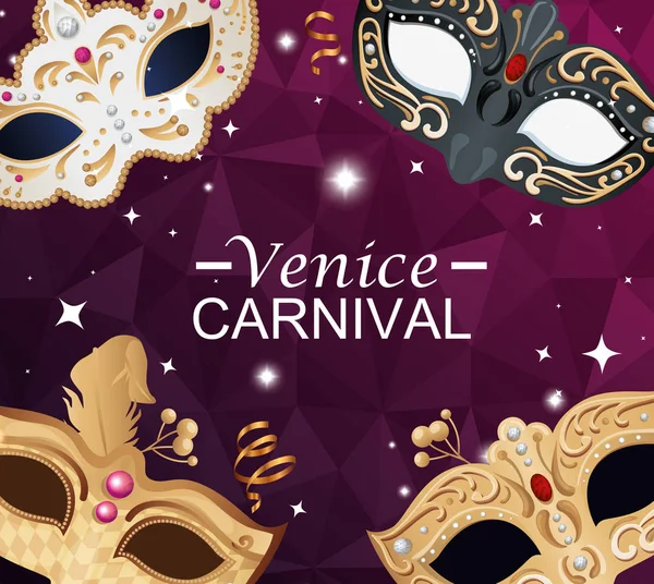 Венецианский карнавал с масками и украшениями — стоковый вектор