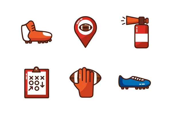 Bundle of american football set icons — Stock Vector