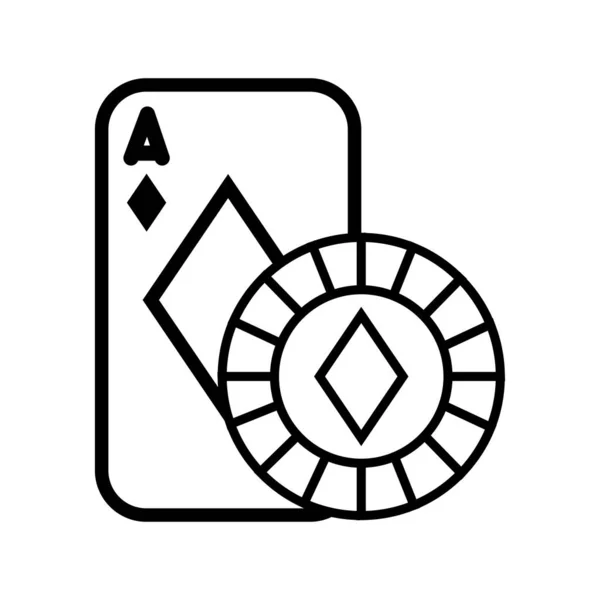 Kasino poker karta a čip s diamantem izolované ikony — Stockový vektor