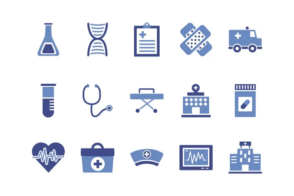 Paquet d'icônes ensemble médical — Image vectorielle