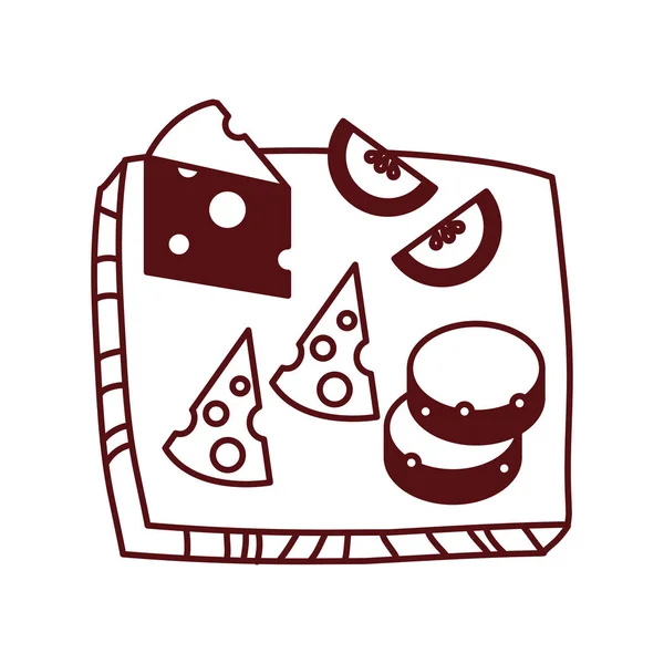 Delicious cheeseboard and bread icon — 图库矢量图片