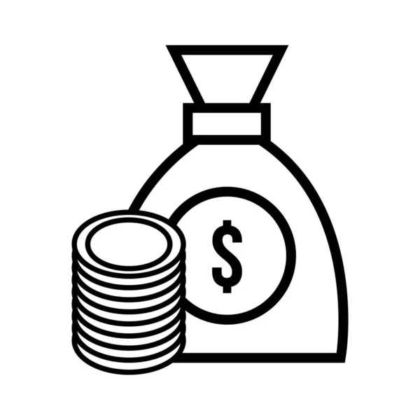 Peníze dolary taška izolované ikony — Stockový vektor
