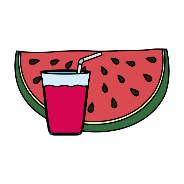 Fresh watermelon with juice fruit — Stok Vektör