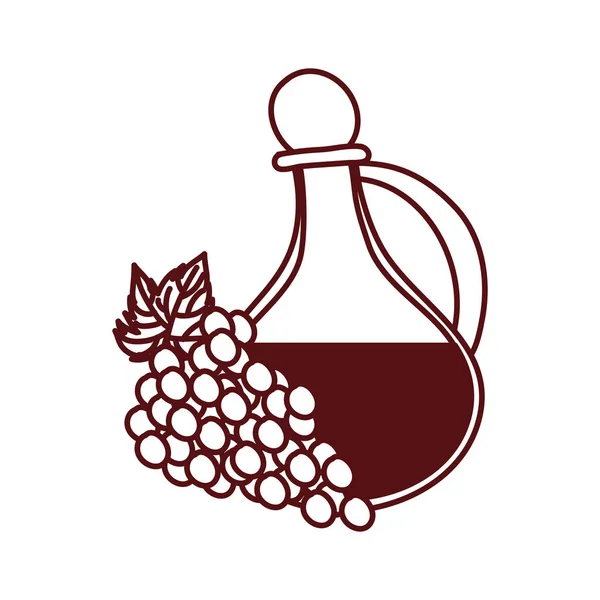 Bebida de jarra de vinho com frutos de uvas —  Vetores de Stock