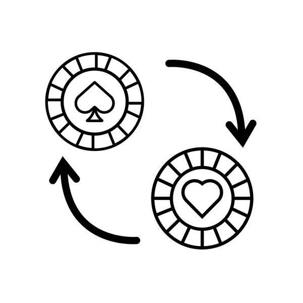 Chip de casino com o ícone de setas — Vetor de Stock