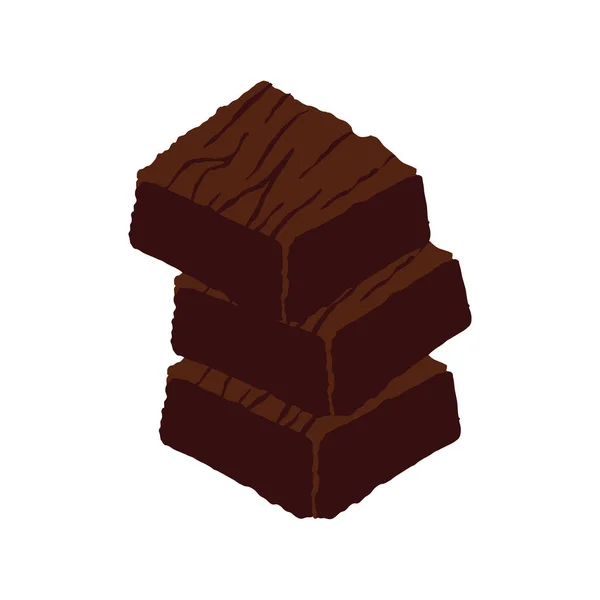Sladké brownie dezert izolované ikony — Stockový vektor