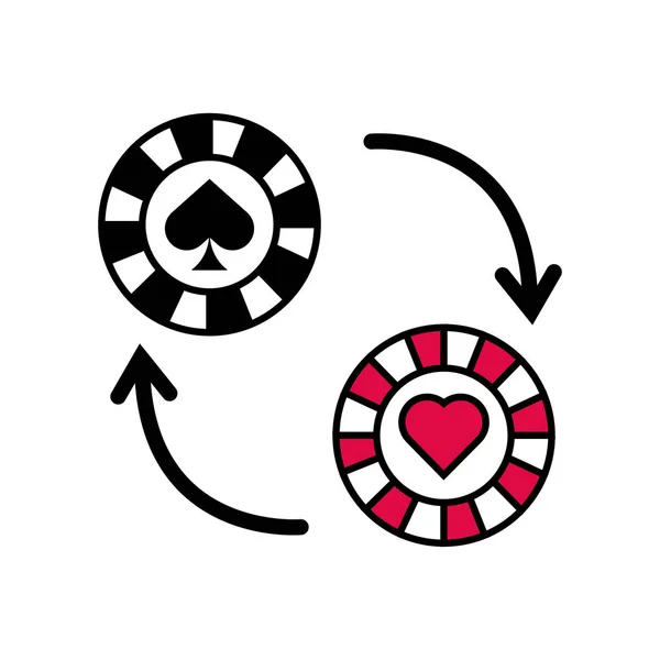 Chip de casino com o ícone de setas —  Vetores de Stock