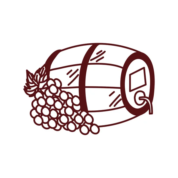 Winogrona świeże owoce z beczką wina — Wektor stockowy