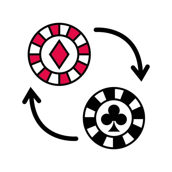 Chip de casino con las flechas icono — Vector de stock