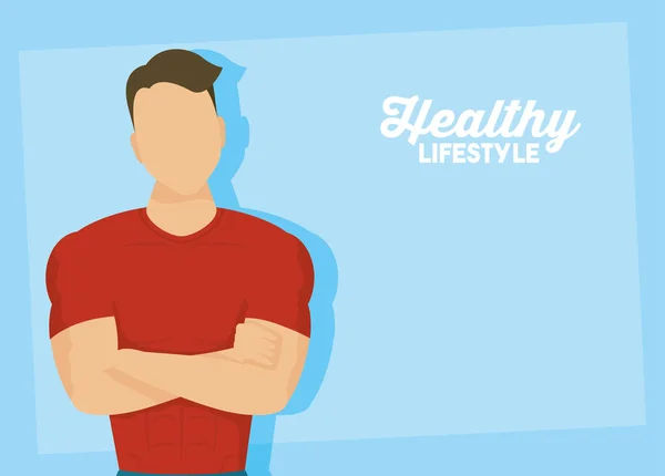Young man athlete character healthy lifestyle — 图库矢量图片