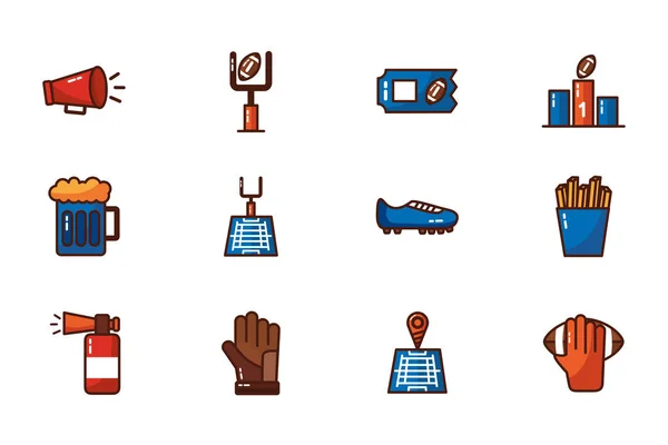 Bundle of american football set icons — 스톡 벡터