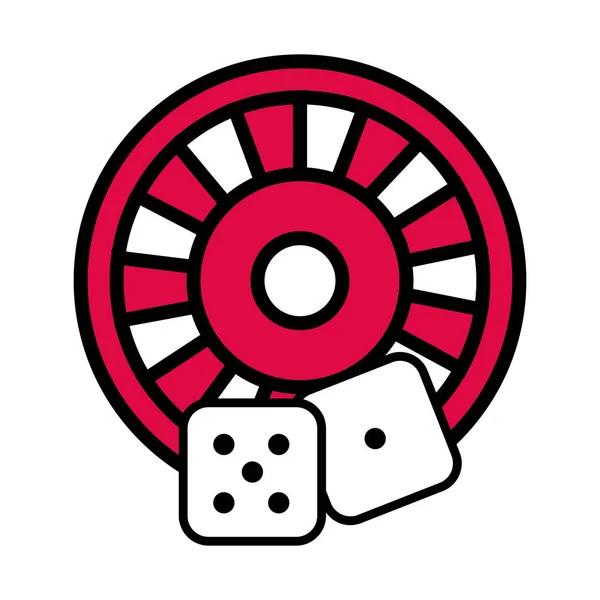 Ruleta rueda con dados casino — Vector de stock