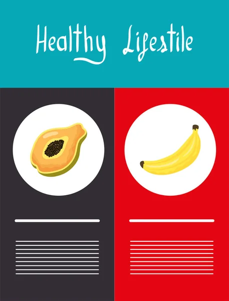 Hälsosam livsstil bokstäver med ikoner — Stock vektor