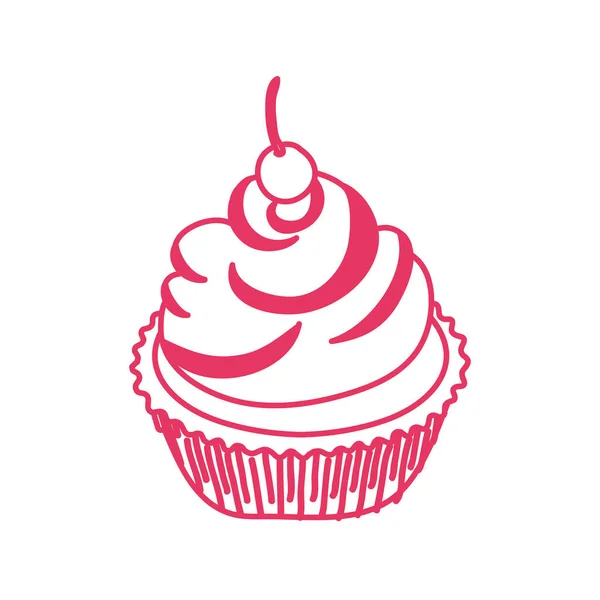 Γλυκό cupcake με γλυκό κεράσι — Διανυσματικό Αρχείο