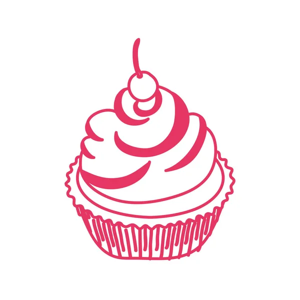 Sweet cupcake with cherry dessert — Stock Vector