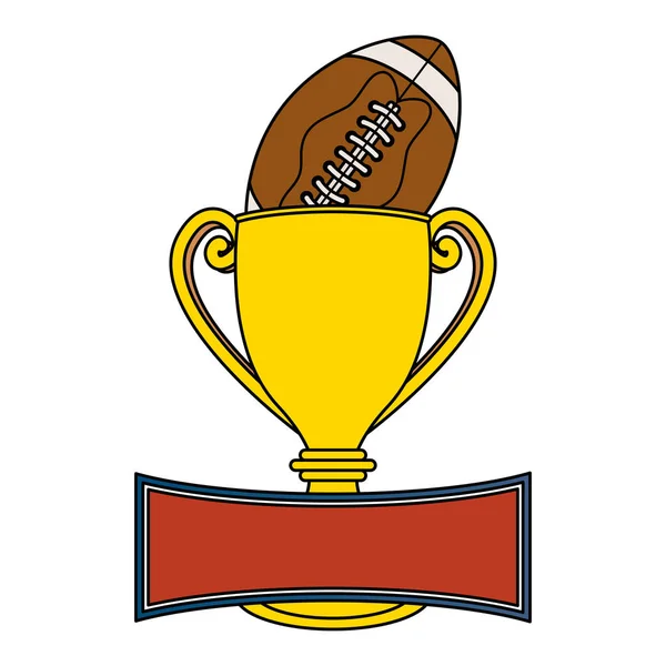 Palloncino sportivo di calcio americano con coppa trofeo — Vettoriale Stock