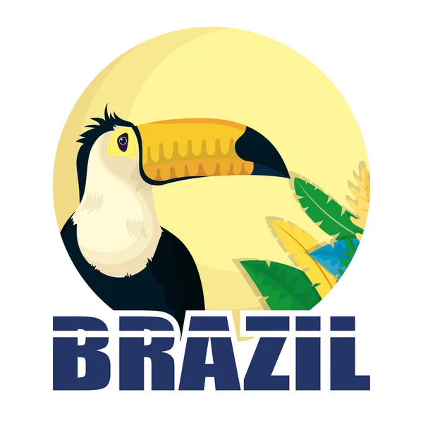Brazilský karnevalový plakát s nápisem a tukanem — Stockový vektor