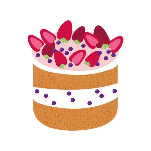 Süßer Kuchen mit Erdbeeren-Dessert — Stockvektor