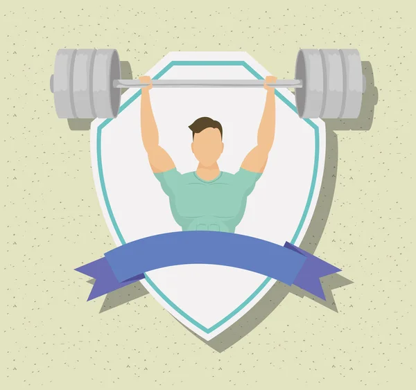 Young man athlete weight lifting — ストックベクタ