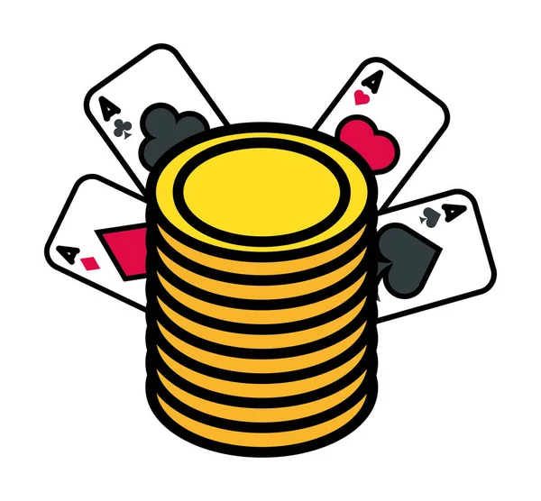 Cartes et pièces de casino poker argent — Image vectorielle