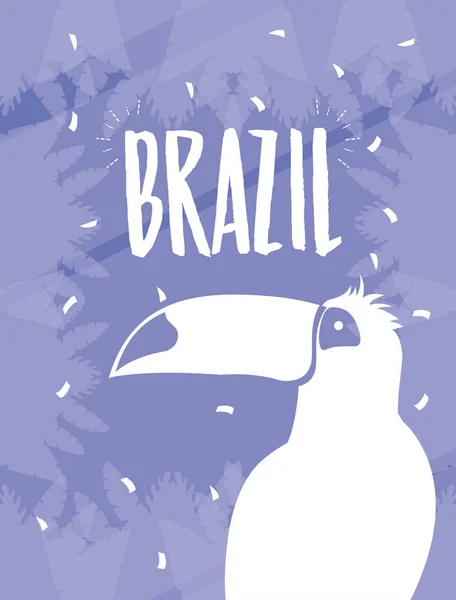 Brasil cartaz de carnaval com tucano pássaro exótico — Vetor de Stock