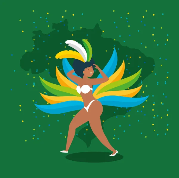 Brazylijski garota taniec karnawał charakter — Wektor stockowy