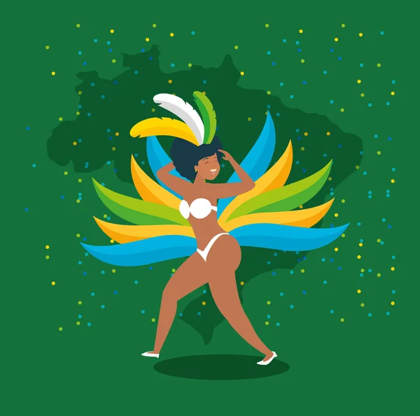 Menina brasileira dança caráter carnavalesco —  Vetores de Stock