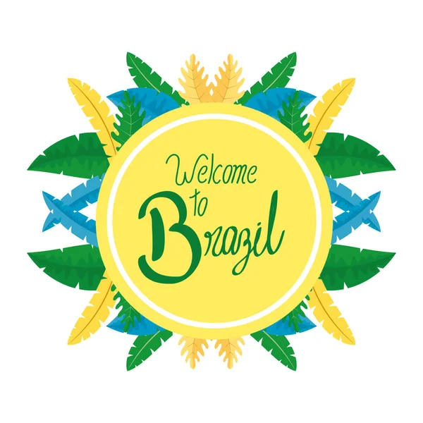 Brazil carnival frame with lettering and feathers — Stock Vector