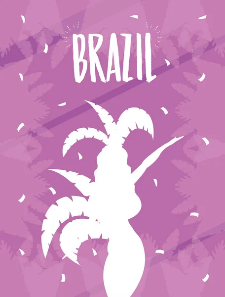 Brezilya karnaval posteri ile güzel garota dansı — Stok Vektör