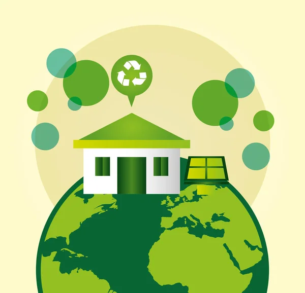 Miljövänlig affisch med jorden planet och återvinna symbol — Stock vektor
