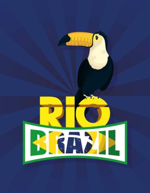brazil carnival poster with tucan exotic bird